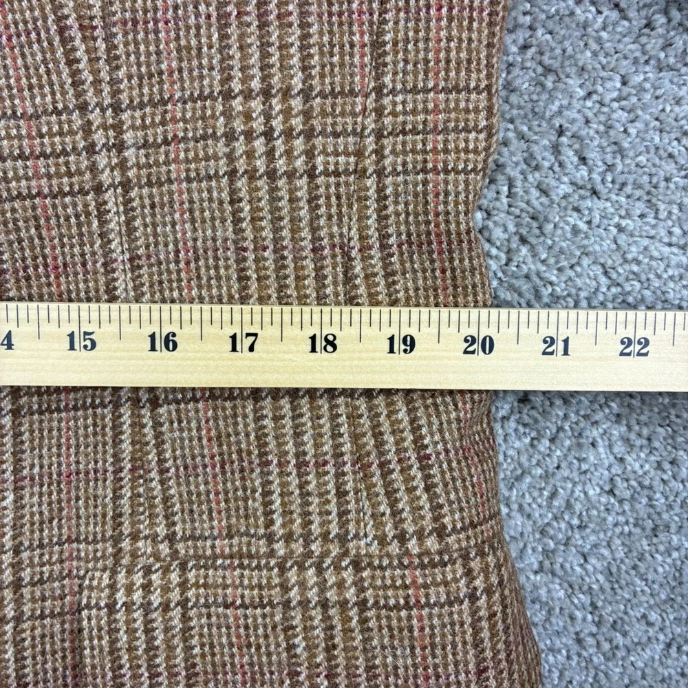 VintGlen Check Plaid Wool Blazer Brown Ivy League Academia Professor Preppy 42L